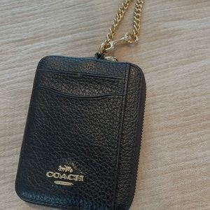 Coach mini black and gold wristlet with phone ID wallet